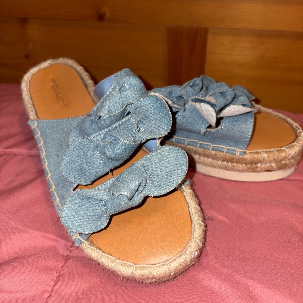 American Eagle Outfitters Blue Denim Espadrille Sandals